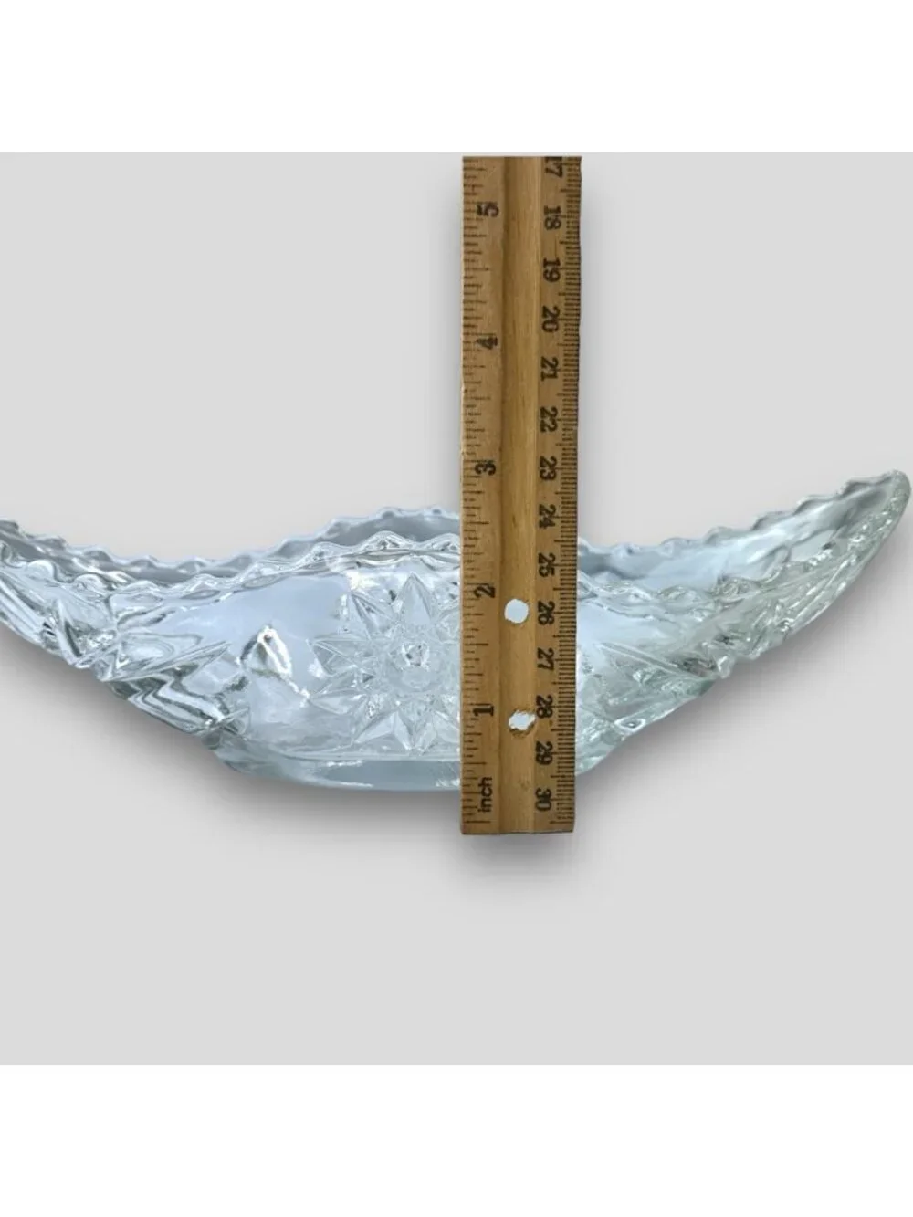 Vintage Elegant Crystal Clear Oval Star of David Glass Relish Boat EUC No Chips/